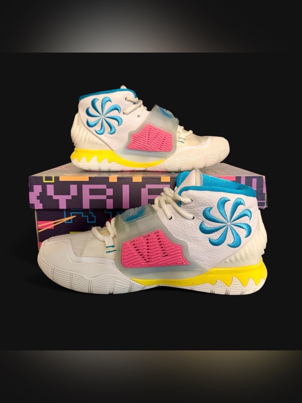 Nike shoes high top sneakers Kyrie 4 size 5 white colorful embroidered womens 7